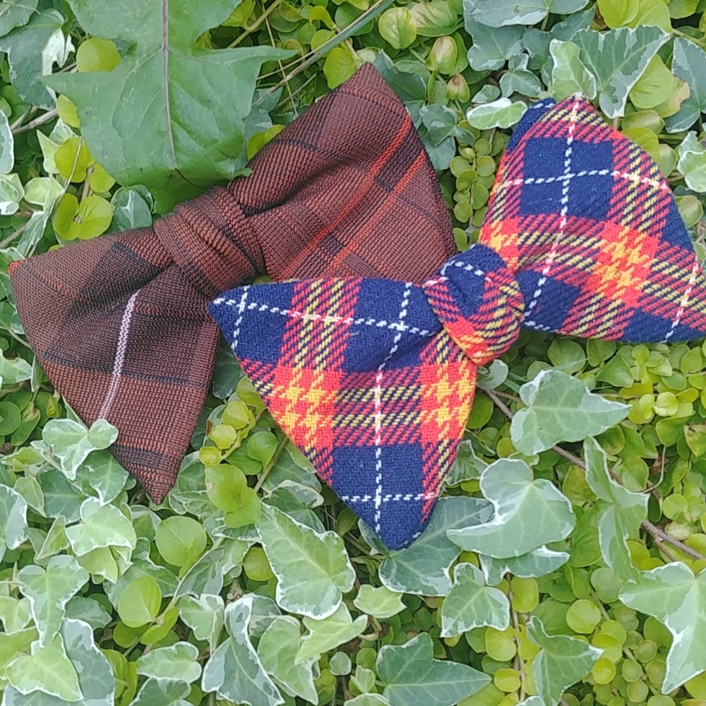 2 large vintage clip on bow ties